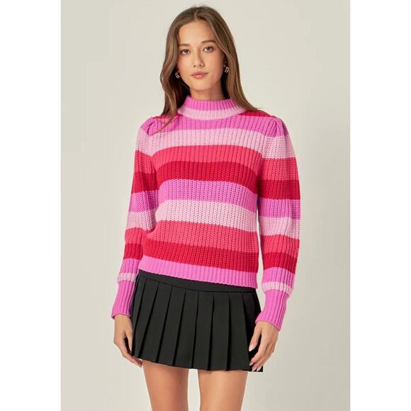English Factory Stripe Mockneck Long Sleeve Sweater - Picture 1 of 4